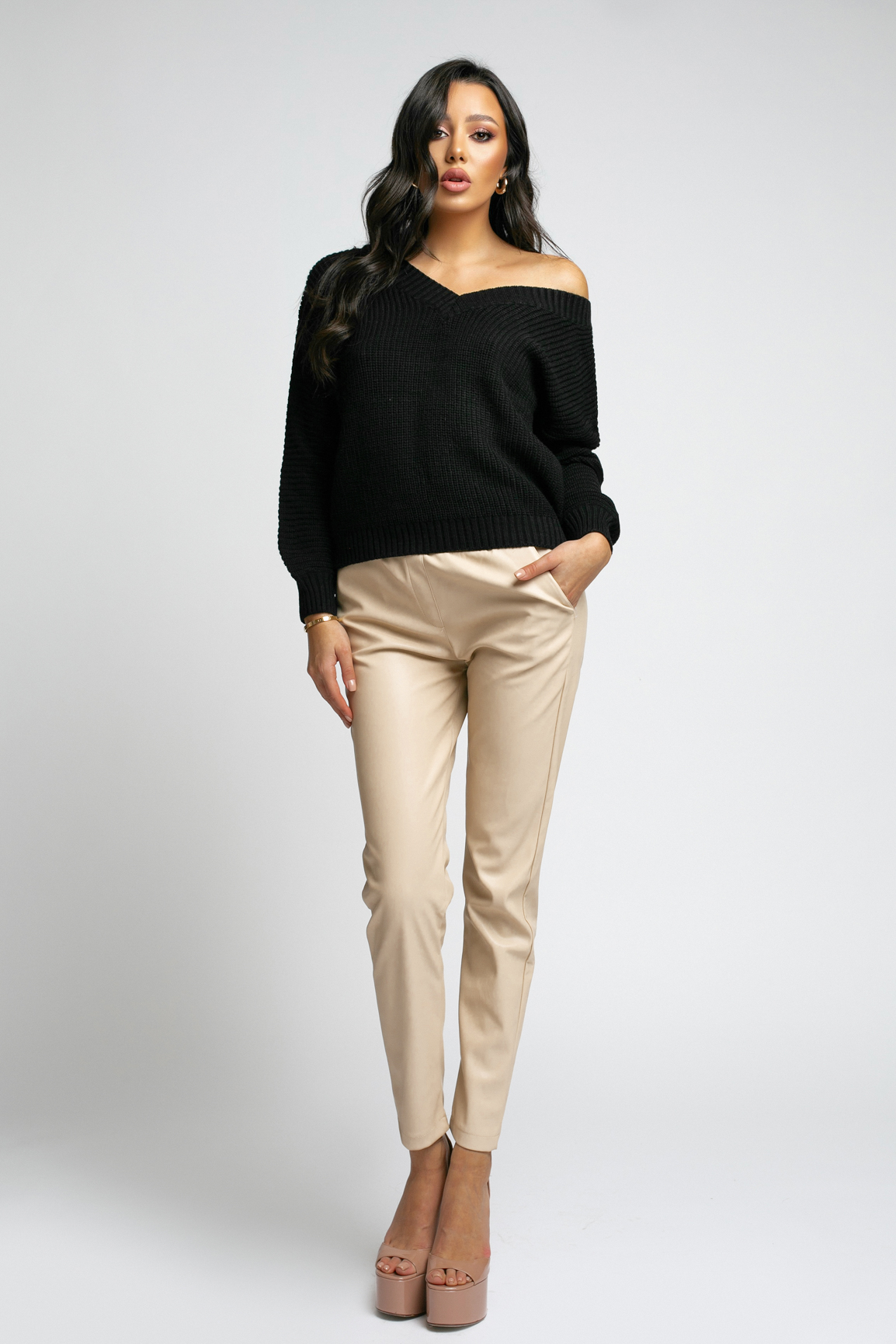PULOVER BLACK TRICOTAT REIAT CASUAL