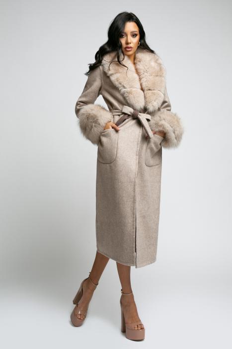 PALTON DIN LANA DE ALPACA CU BLANA NATURALA DE VULPE